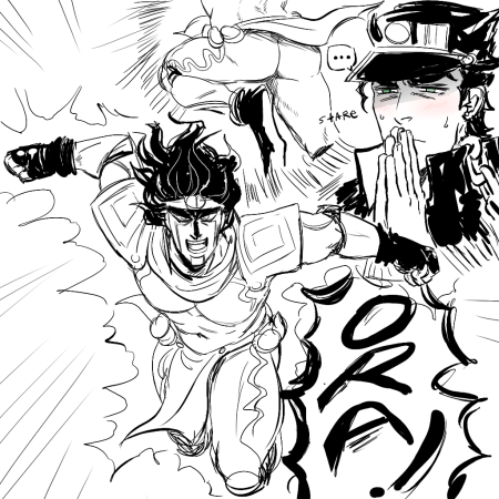 Кокейн и Джотаро в полный рост