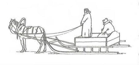 Лошадь с санями раскраска