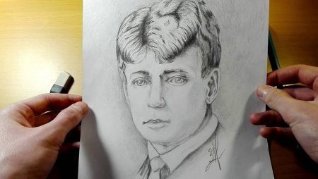 Портрет Есенина карандашом