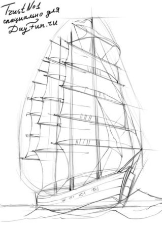 Рисование плывет кораблик