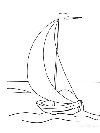 Раскраска кораблик в море
