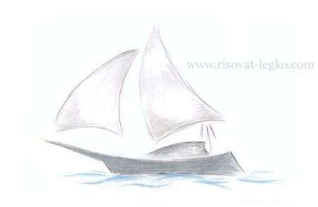 Поэтапное рисование кораблика Алые паруса