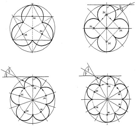 Розетка чертеж циркулем