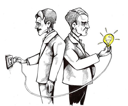 Никола Тесла и Эдисон рисунок