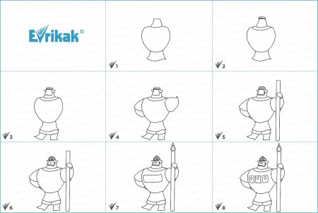 Нарисовать богатыря поэтапно