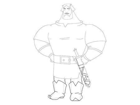 Раскраска богатырь Добрыня Никитич