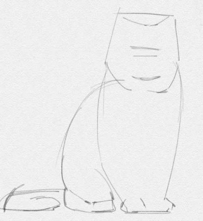 Поэтапное рисование вислоухой кошки