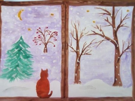 Рисование первый снег