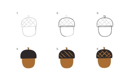 Желуди рисунок поэтапно