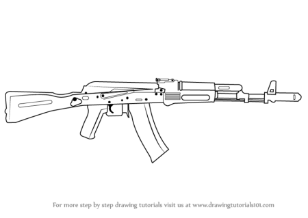 АК-47 рисунок карандашом поэтапно
