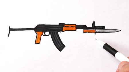 Автомат Калашникова рисунок карандашом