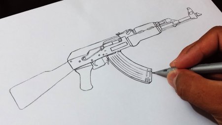 Автомат Калашникова черно белый