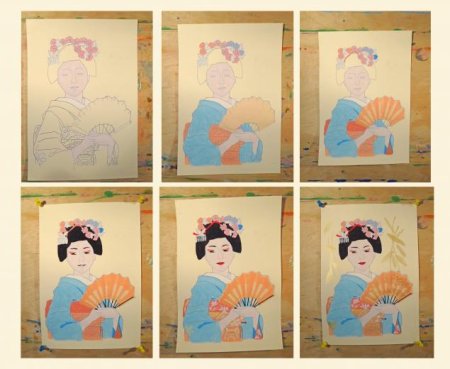 Поэтапное рисование японки