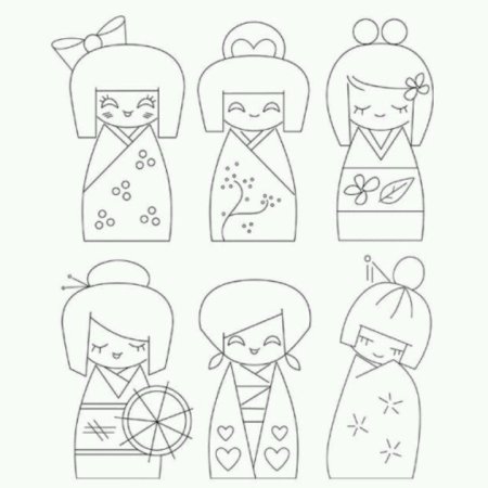 Аппликация куклы Кокеши