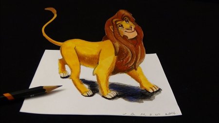 Лев карандашом