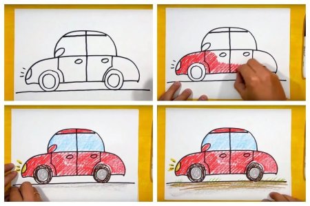 Рисование автомобиля пошагово