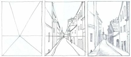 Зарисовка города линейная перспектива