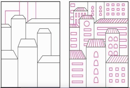 Рисование городских домов в старшей группе