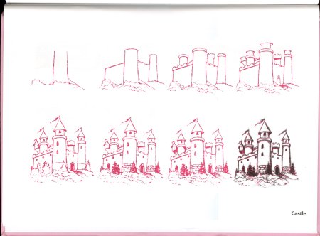 Поэтапное рисование замка