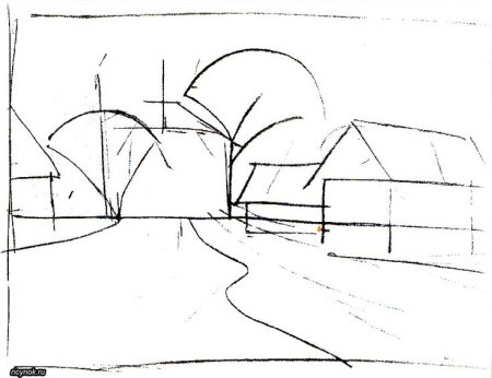 Пейзаж рисунок карандашом