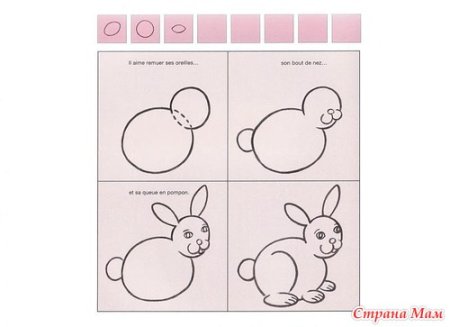 Схема рисования зайца для детей старшей группы