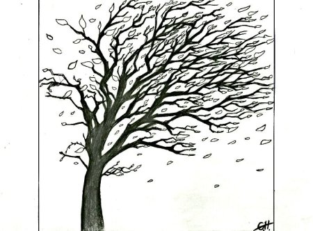 Рисунок дерево на ветру поэтапно