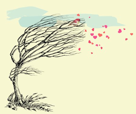 Рисование дерево на ветру