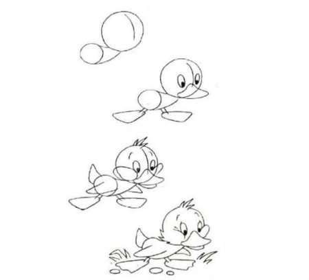Рисование утка с утятами