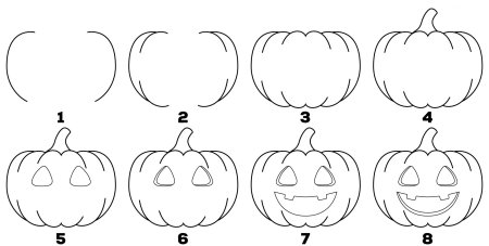 Рисунки на Хэллоуин пошагово