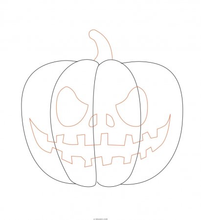 Поэтапное рисование тыквы на Хэллоуин