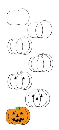 Нарисовать тыкву на Хэллоуин поэтапно