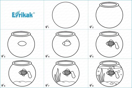 Рыбка в аквариуме рисунок поэтапно