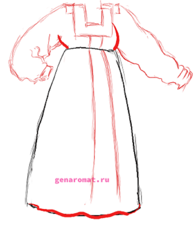 Выполнить эскиз народного праздничного костюма