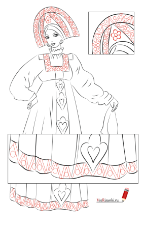 Трафарет русский сарафан