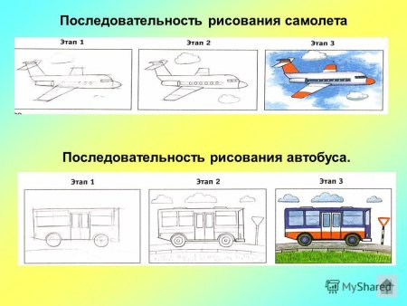 Этапы рисования транспорта