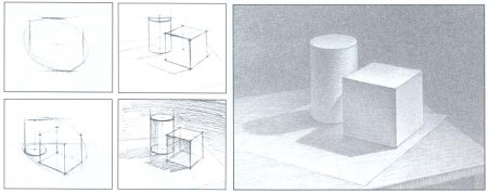 Куб в перспективе и сбоку