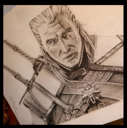 Геральт Ведьмак рисунок карандашом