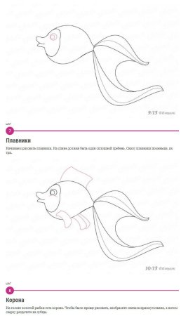 Рисунки золотой рыбки лёгкие