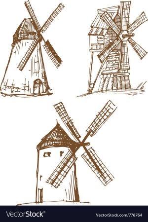Поэтапный рисунок мельницы