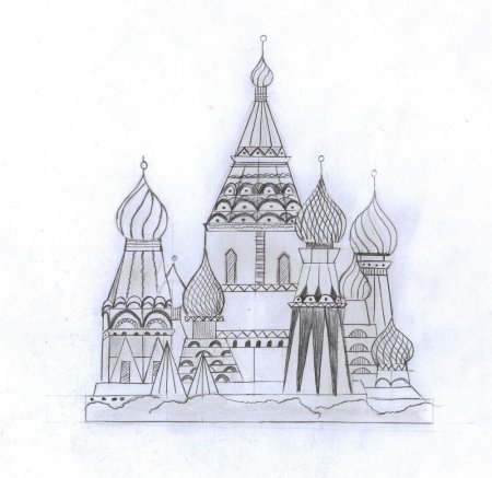 Московский храм Василия Блаженного рисунок