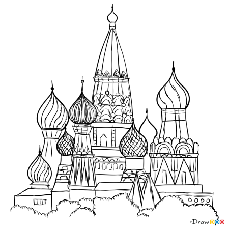 Кремль и собор Василия Блаженного рисунок
