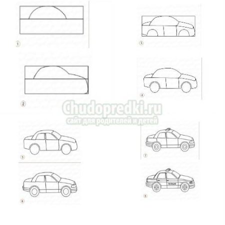 Полицейская машина УАЗ вид сбоку сзади