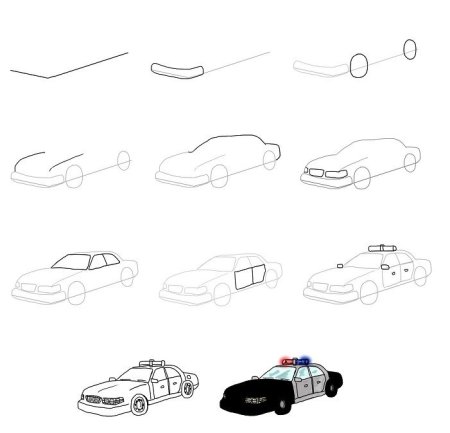 Схемы рисования транспорта для детей