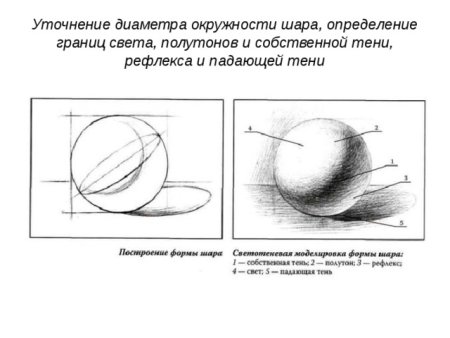 Тональный рисунок гипсового шара (штудия)