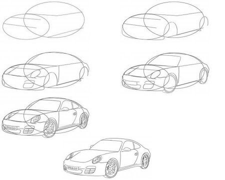 Машина рисунок карандашом поэтапно боком