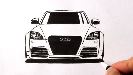 Нарисовать машину Ауди сбоку