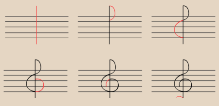 Как рисовать скрипичный ключ