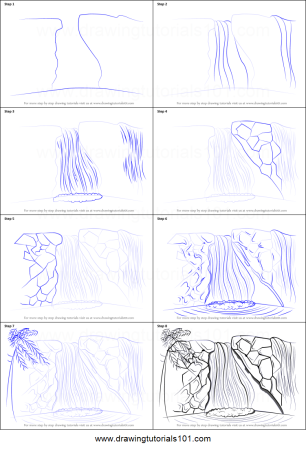 Поэтапное рисование водопада