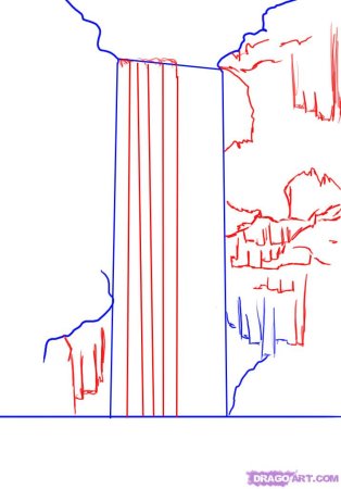 Нарисовать водопад карандашом