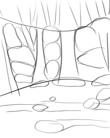 Рисуем водопад карандашом